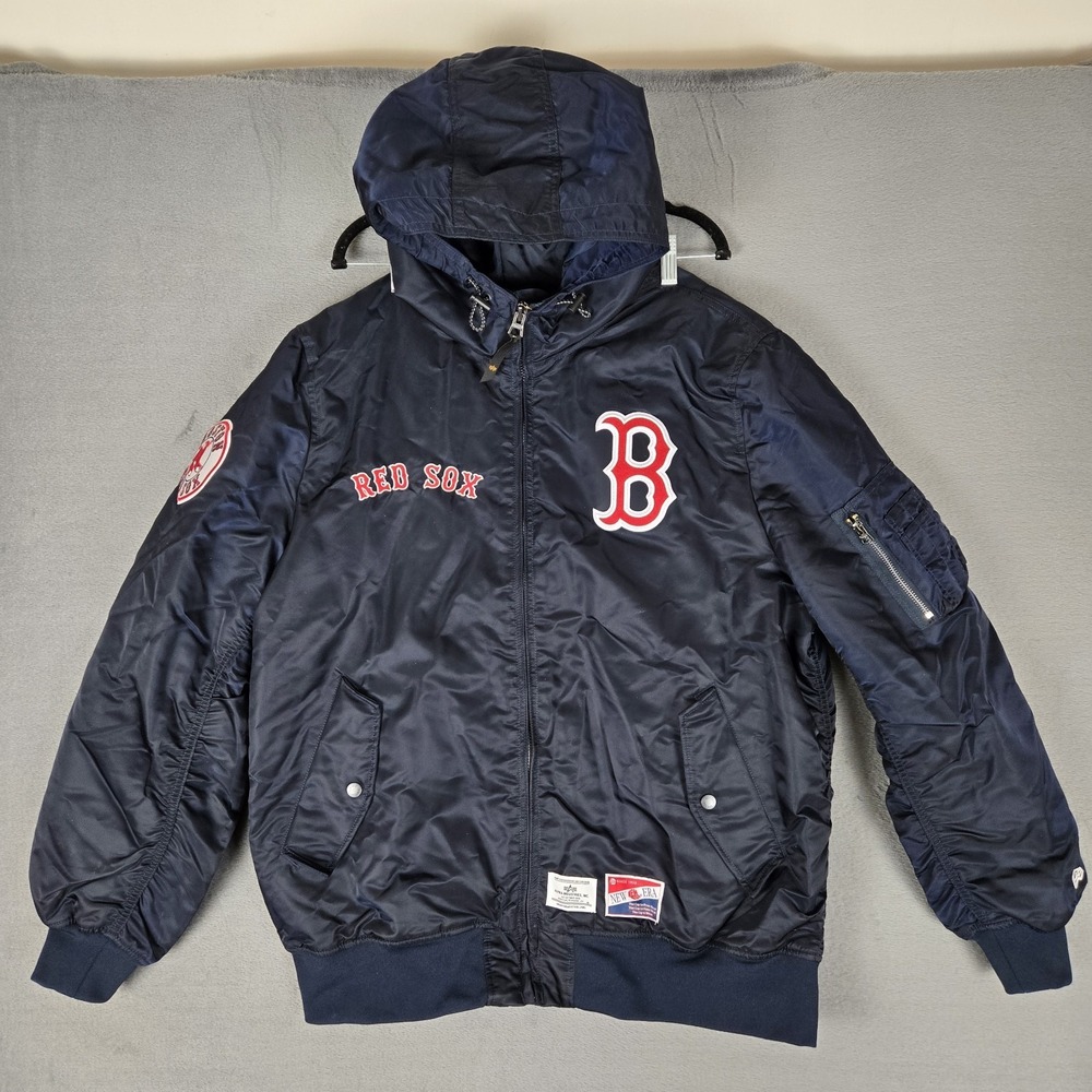 Boston Red Sox New Era x Alpha Industries‎ Bomber Varsity Jacket Mens XL Hooded
